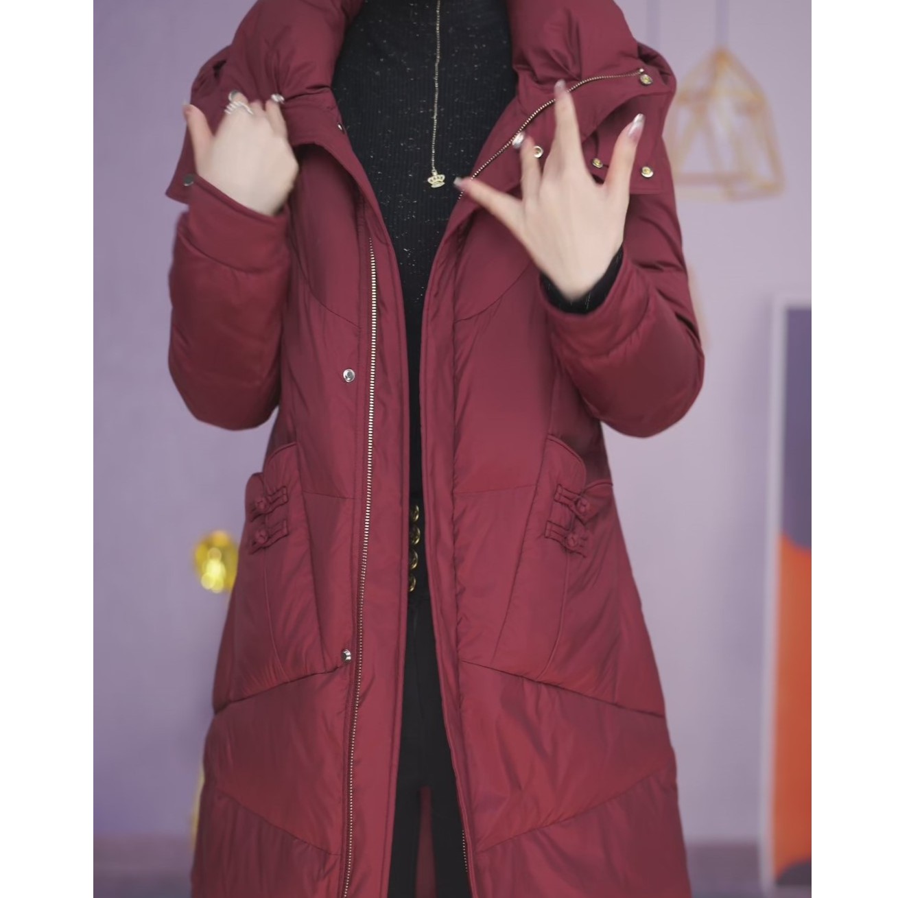 【XRX】2023新款气质时尚保暖中长款羽绒服860