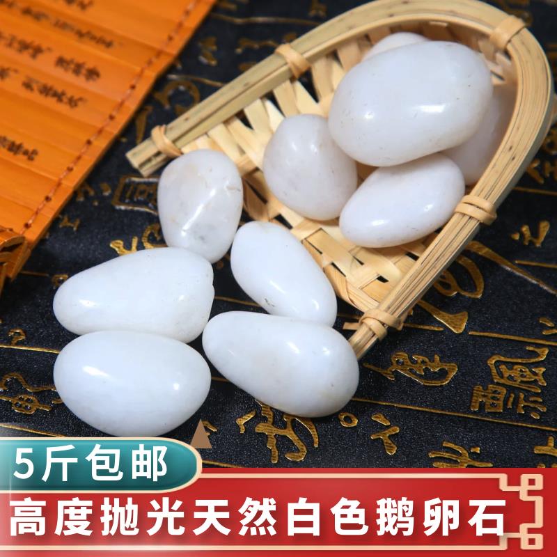 【亦娜】白色鹅卵石鱼缸底砂造景石头庭院花盆铺地石子装饰精抛天
