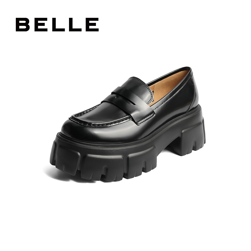 百丽复古乐福鞋女2022秋季女鞋商场同款百搭鞋厚底单鞋BYFB8CA2