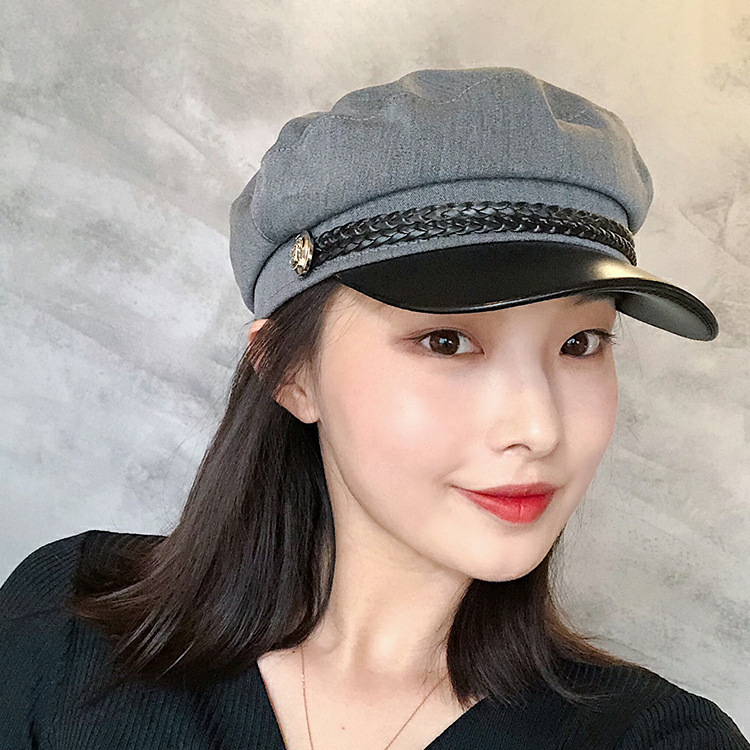 网红贝雷帽女秋冬韩版日系潮英伦八角帽百搭透气毛呢顶海军帽子