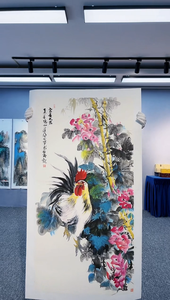 【闪购商品】绘画雄鸡图 竖幅