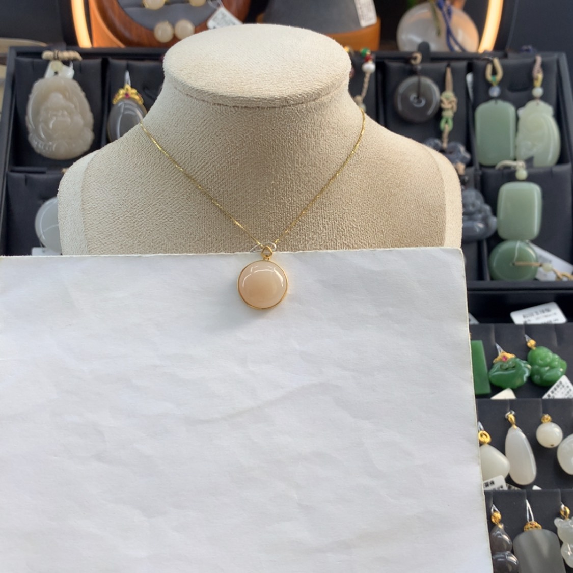 【闪购商品】和田玉吊坠18K金镶嵌