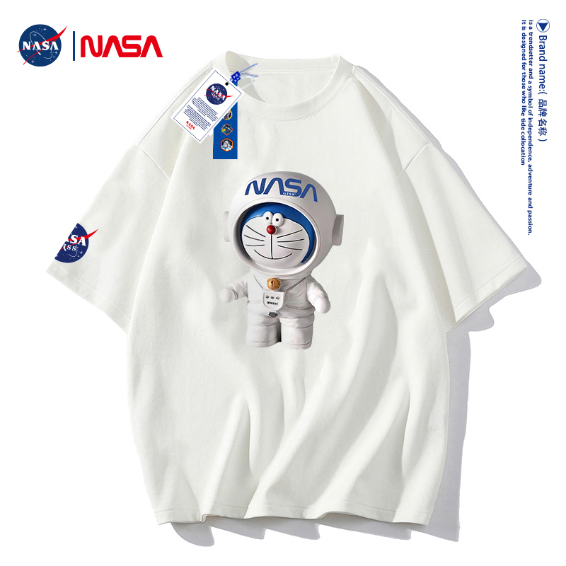 NASAGISS哆啦A梦《2》叮当猫联名T恤夏季潮牌宽松情侣短袖NS8038