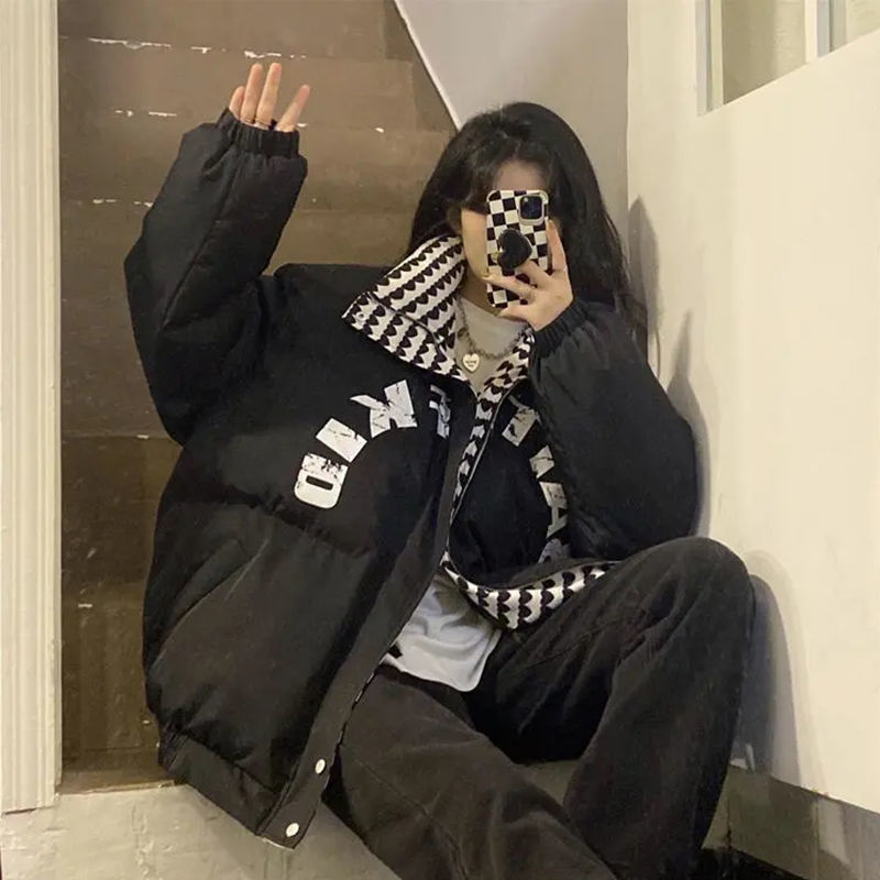 波司豋美式复古爱心重影羽绒服服女2022年冬季新款设计感保暖面包