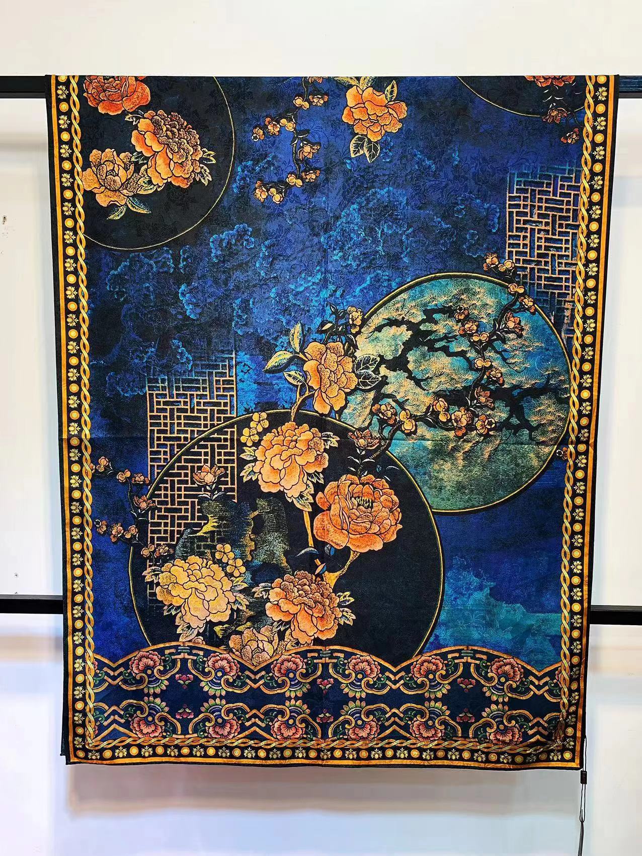 X014# 秋冬季新款 -良辰美景70*180气质优雅香云纱桑蚕丝方巾披肩