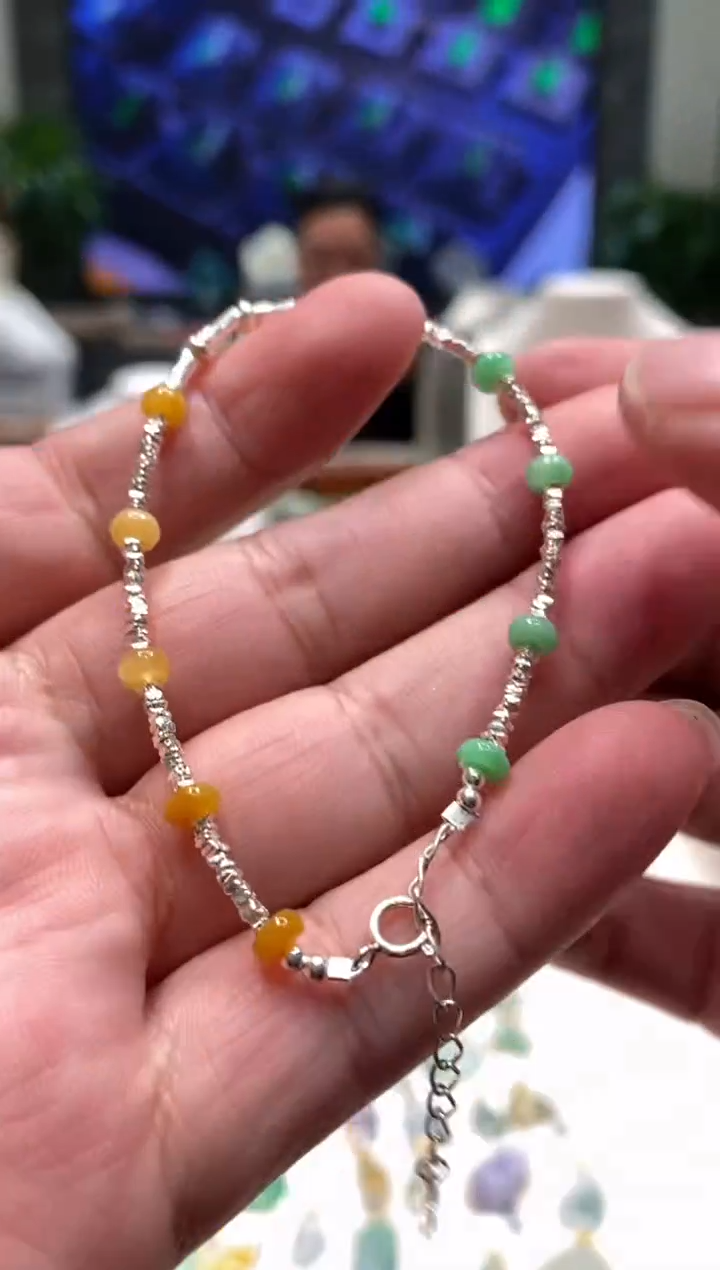 【闪购商品】翡翠手绳银S925镶嵌手绳