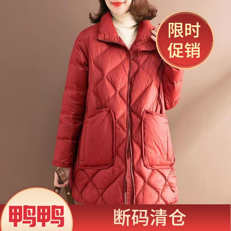 鸭鸭羽绒服女冬季2023新款立领韩版中长款宽松大码外套