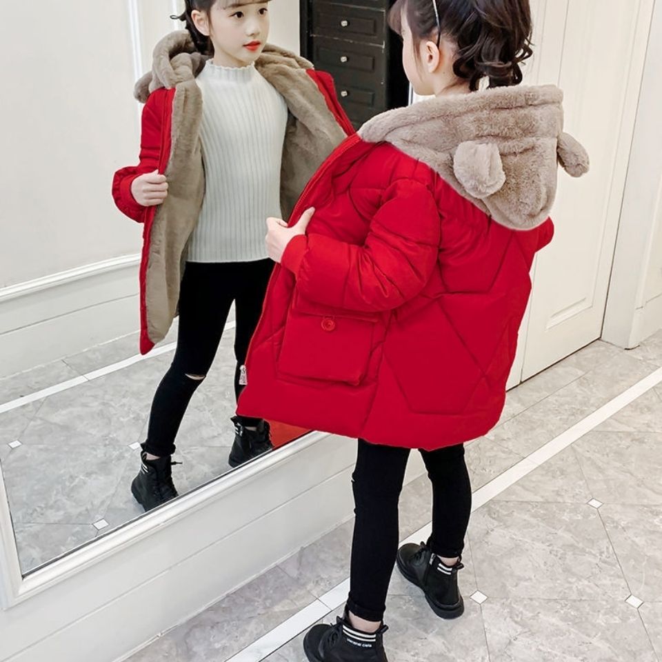 儿童冬天外套年新款洋气袄女童中长款衣女孩冬季外穿服
