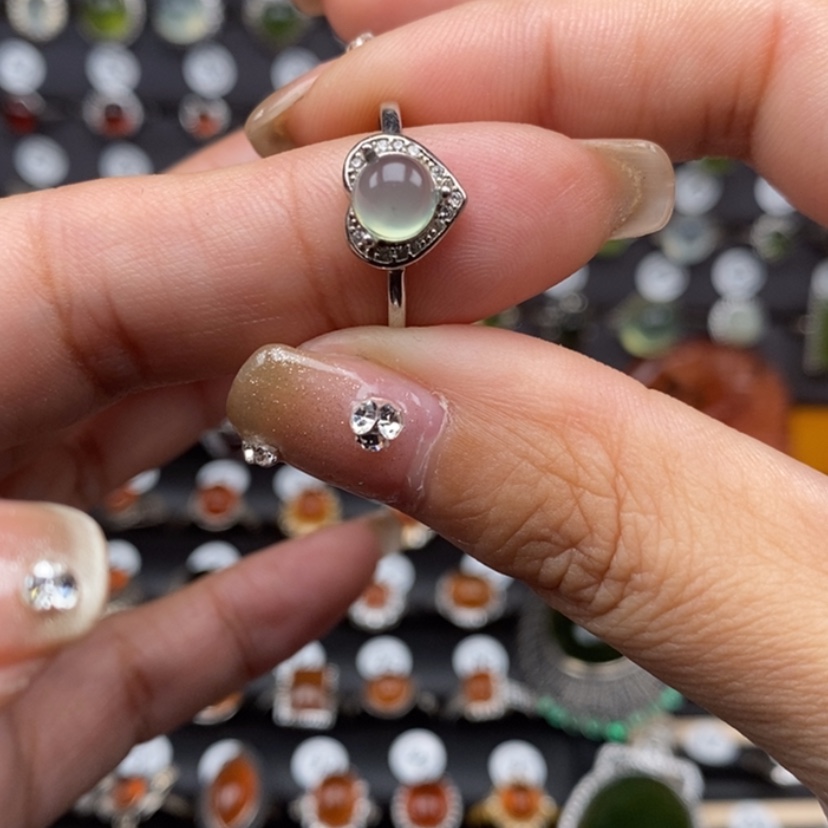 【闪购商品】岫玉戒指银S925镶嵌ﹶ*依