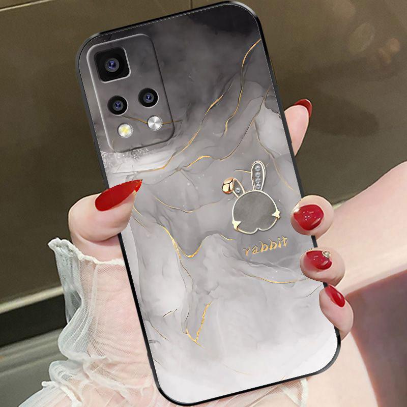 适用于红米note11pro手机壳RedmiNOTE11PRO兔子渐变灰女款防摔软