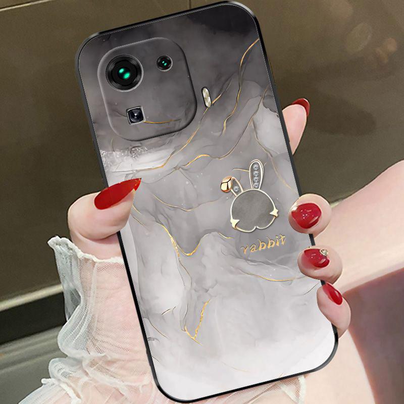 适用于小米11pro手机壳XIAOMI11PRO兔子渐变灰女款防摔软壳全包式