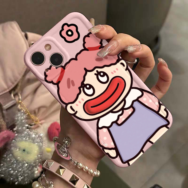 香肠嘴粉胖女孩适用苹果15手机壳iPhone13/14promax新款12全包11