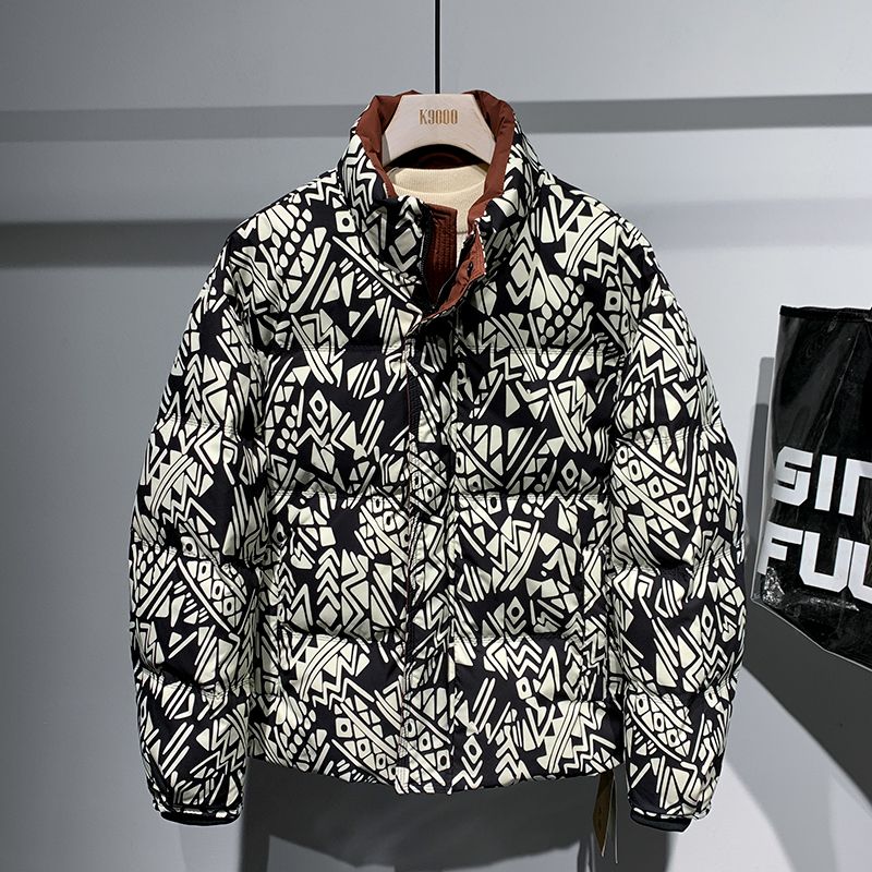 羽绒衣男士棉服新款花色立领冬季防寒服宽松简约棉衣外套时尚休闲