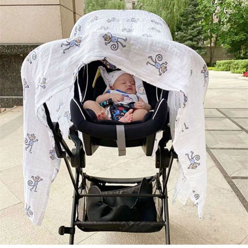 宝宝外出盖头新生婴儿出门防风盖巾车挡风棉纱巾盖布防晒蒙头薄款