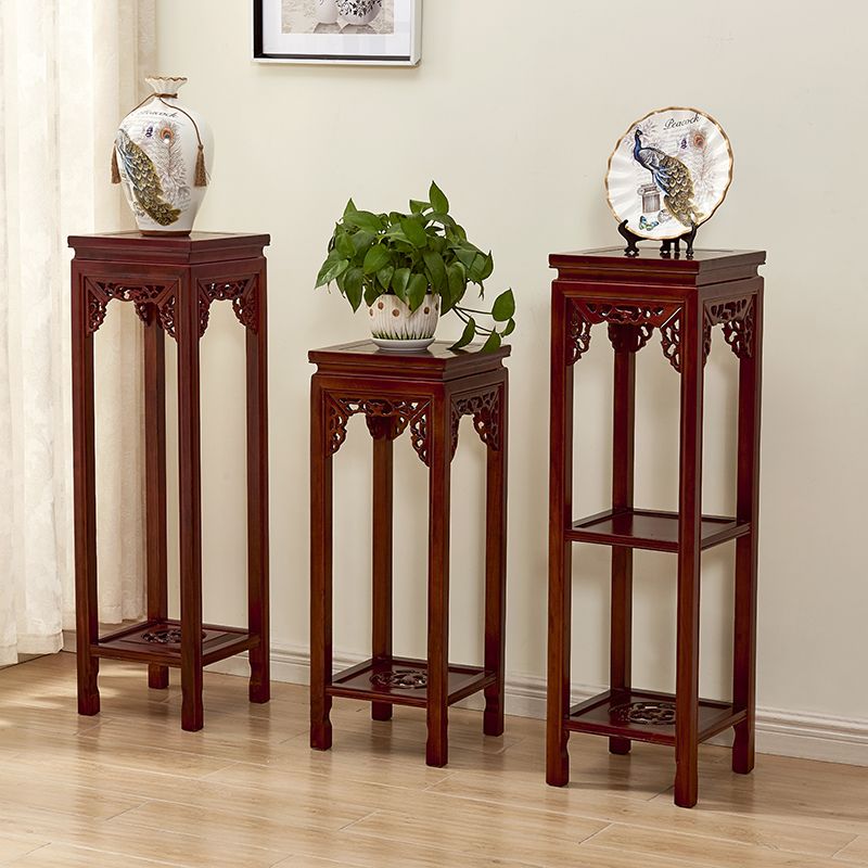 花架实木中式客厅榆木仿古花架子多层室内绿萝盆景方形