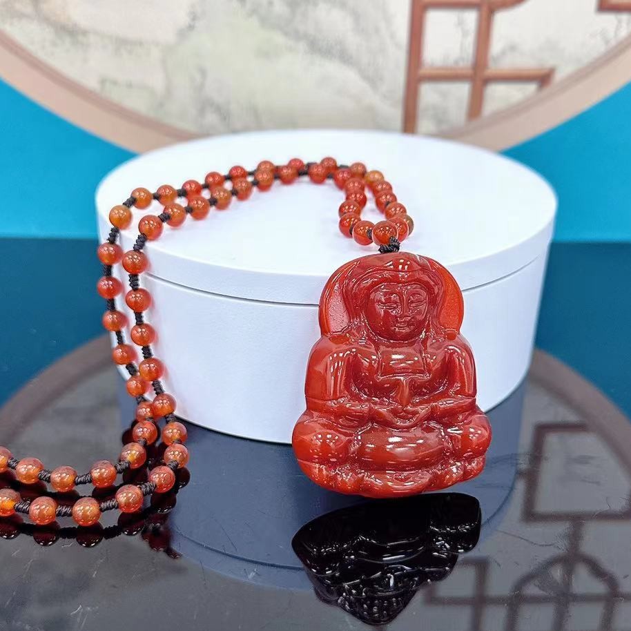 【蒂凡严选】259天然玉石柿子红观音吊坠增链（多样性发货发一）(ZF)