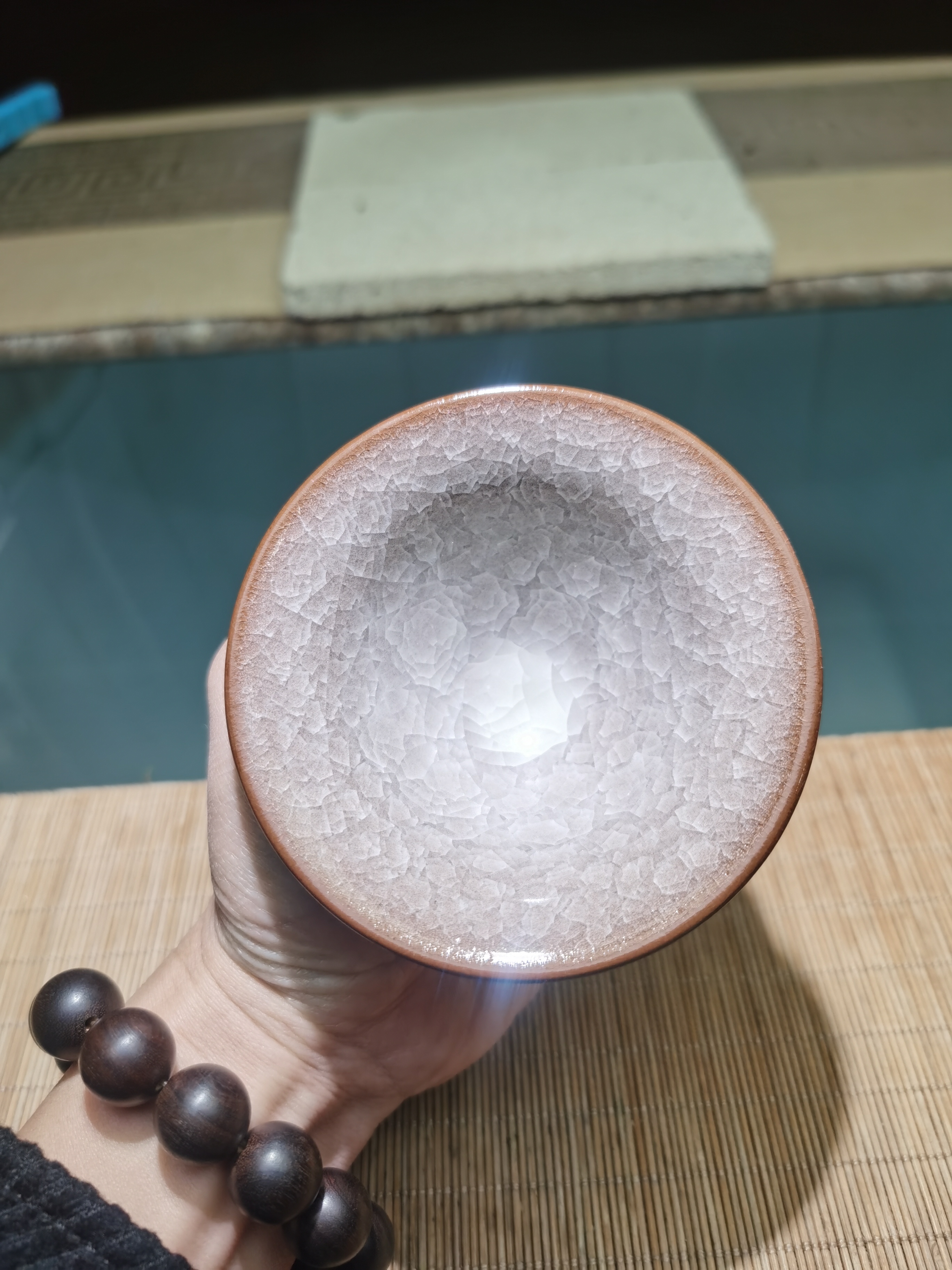双面釉粉冰裂《斗笠型》高端茶器主人杯1