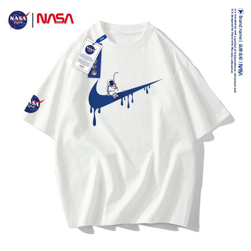 【达人专享】nasa联名款品质短袖男女款潮牌高端纯棉休闲T恤潮327