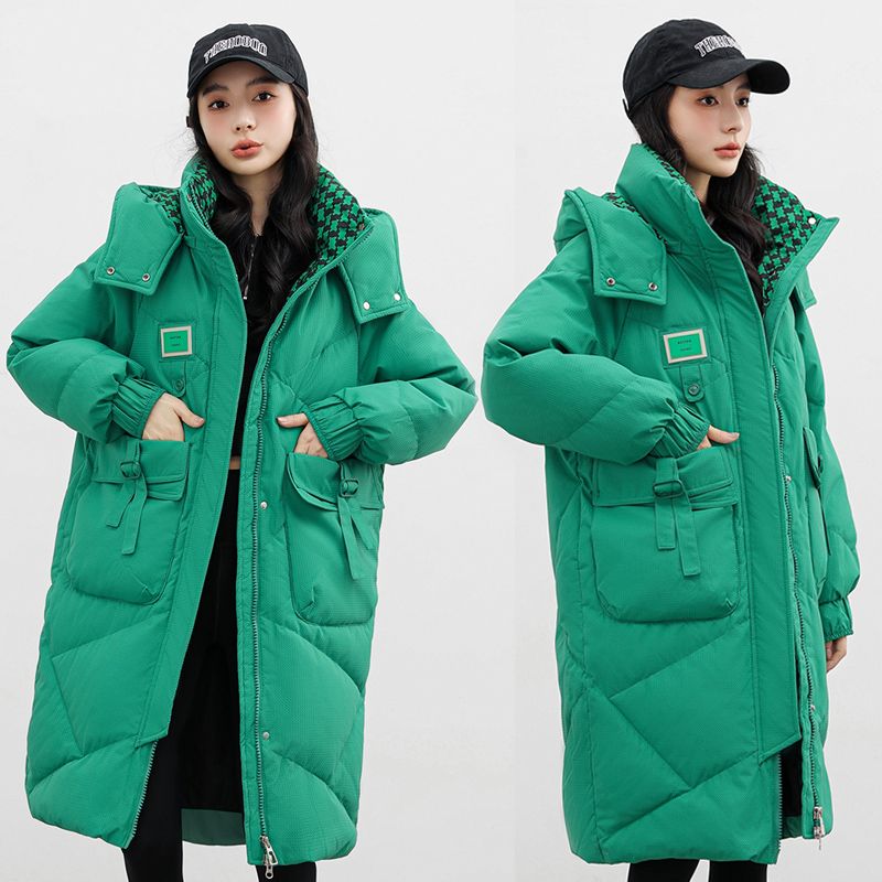 秋冬新款2023羽绒棉服女中长款可拆帽子爆款宽松棉衣冬季加厚保暖
