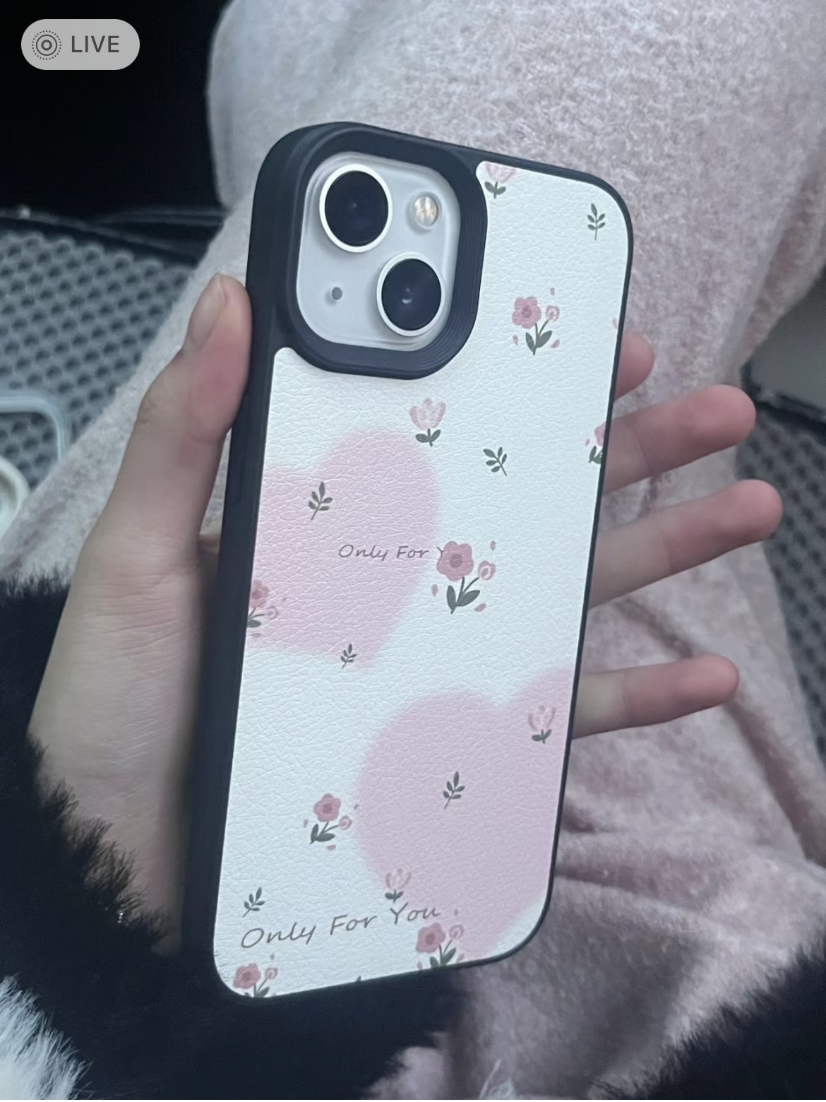 粉色爱心小花iPhone15/14Promax手机壳亚克力12/13防摔11软壳xr女