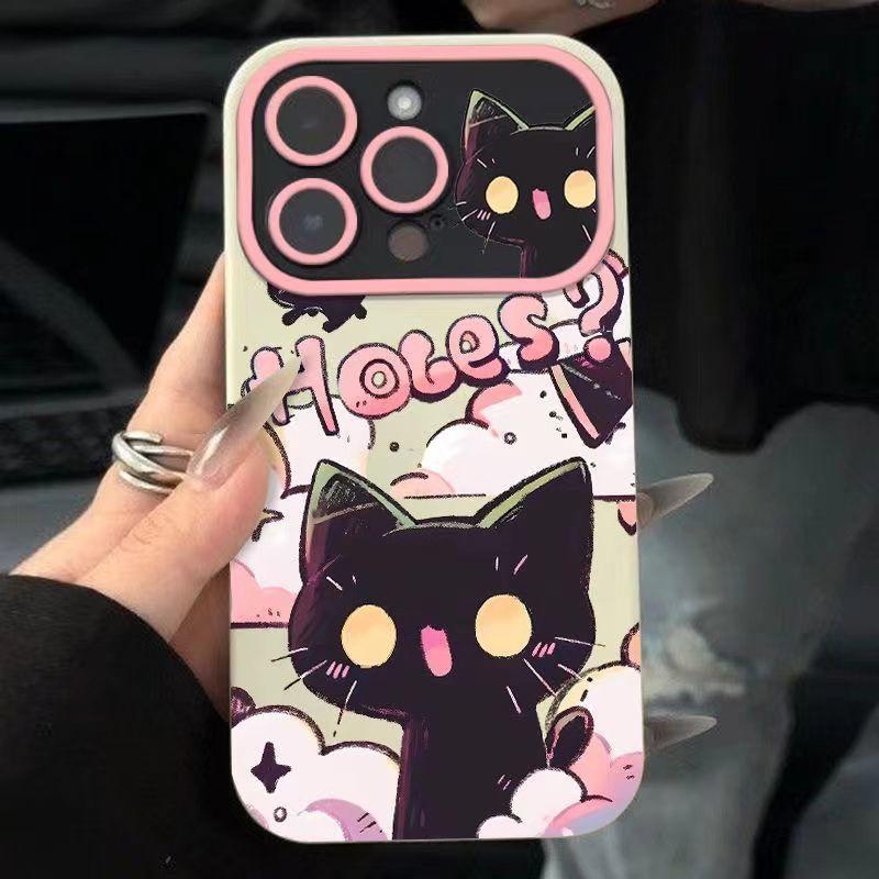 动漫猫咪苹果15手机壳适用iphone13pro/xsmax全包12软7plus