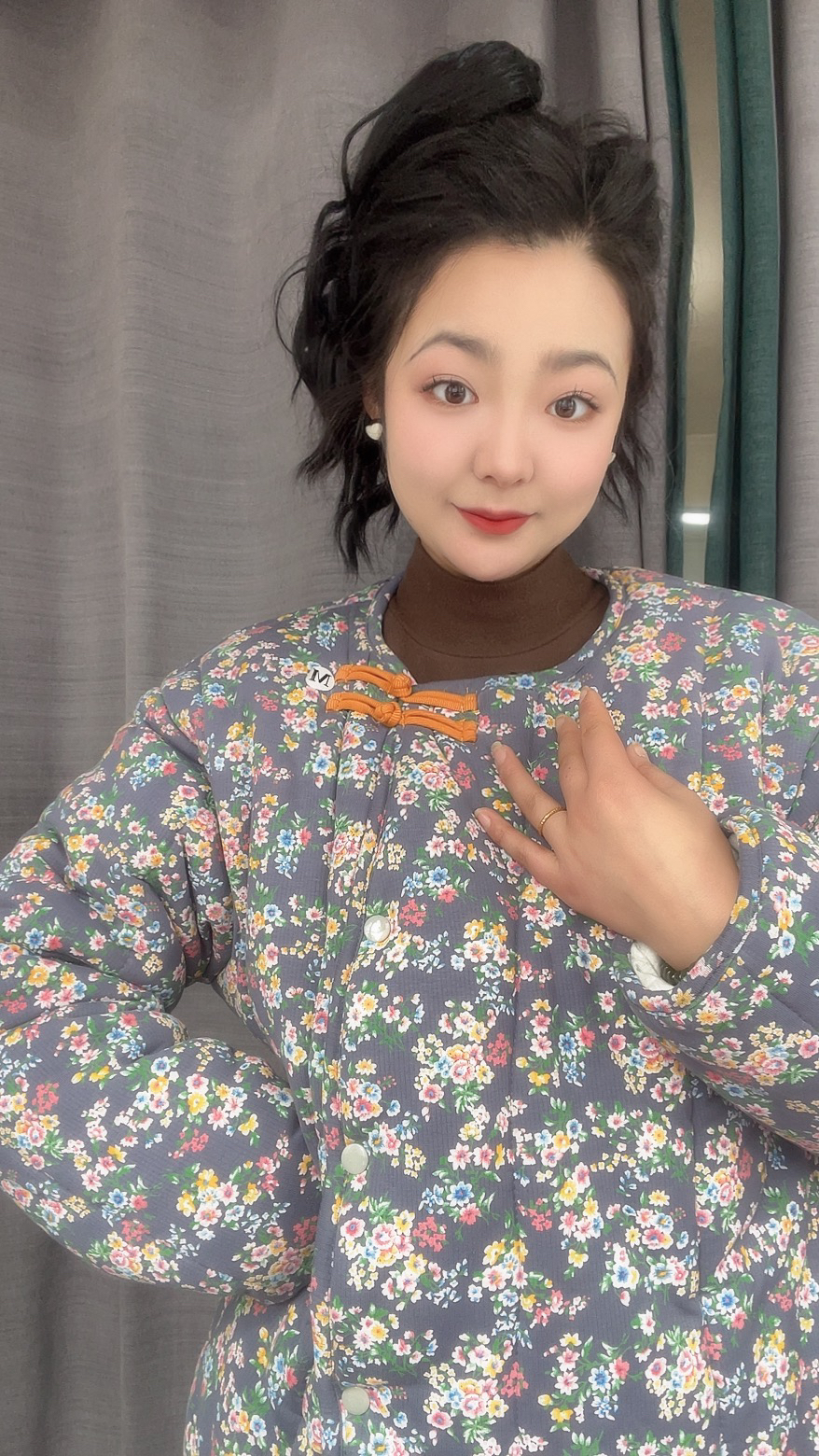 【花花家新疆棉套装】碎花小盘扣可外穿居家服