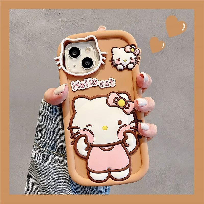 日韩卡通kt猫苹果14ProMax手机壳姐妹女13/12Pro硅胶iPhone11软套