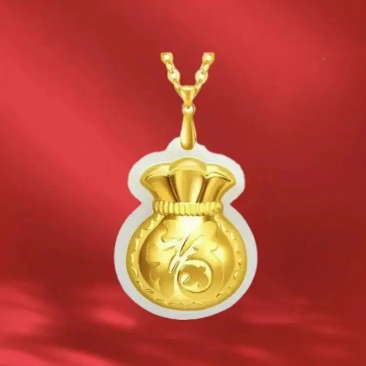 【含足金999】镶嵌福袋气质百搭吊坠锁骨链xt 【一物一证】