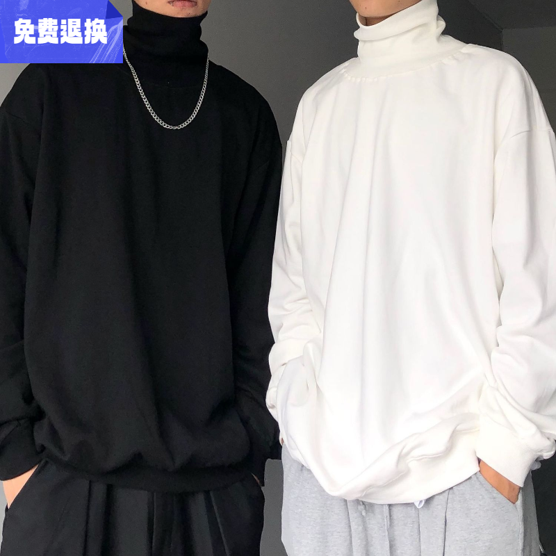 2023精致家高领打底衫男士女秋冬季2023ins新款宽松韩版纯色长