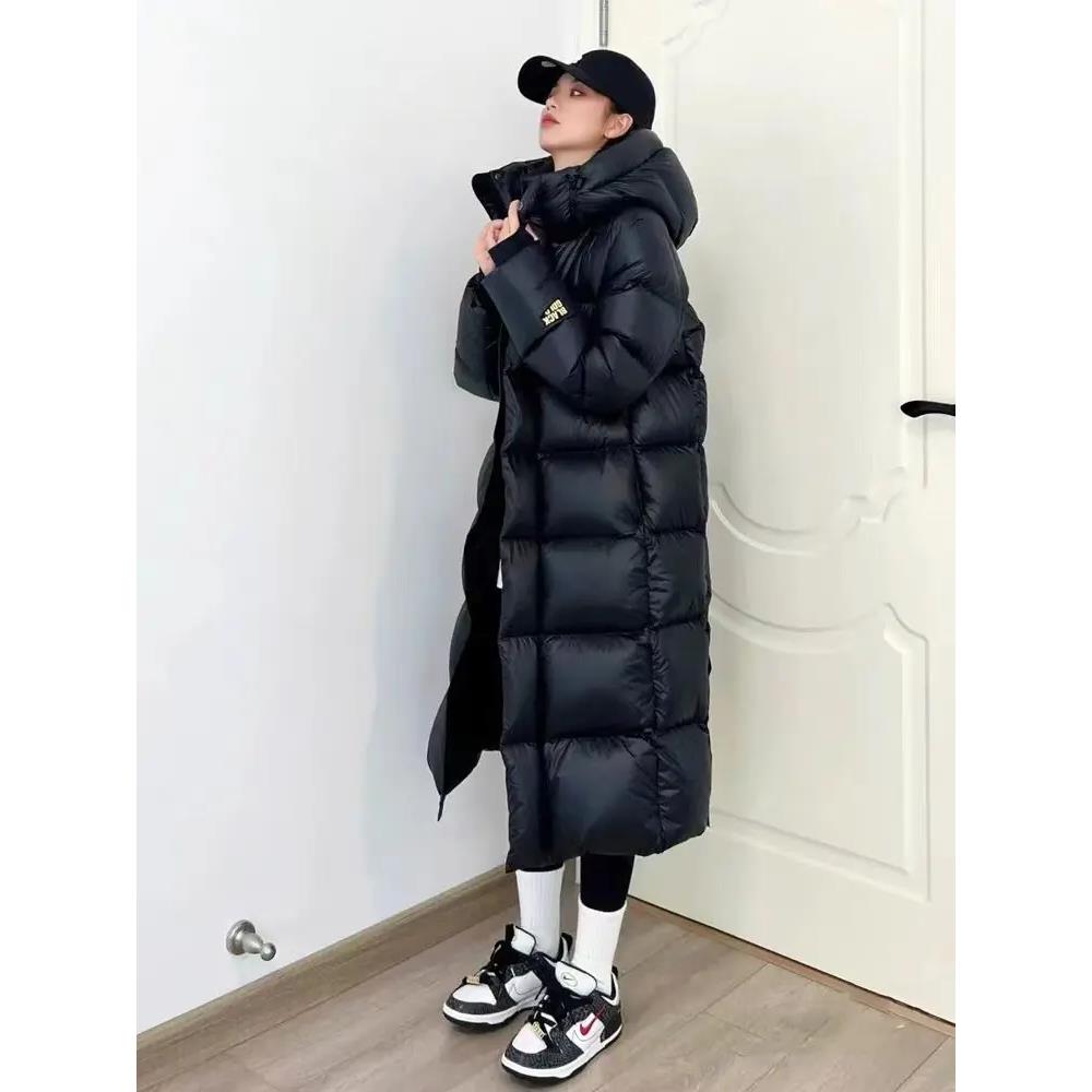 新款黑金羽绒服男女长款过膝加厚2023冬季新款羽绒服羽绒服h