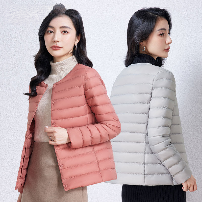 2023年新款轻薄羽绒服保暖内胆女式圆领时尚薄款轻便外套女款