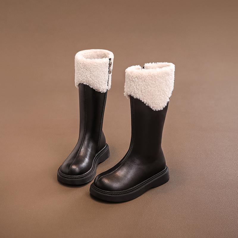 【新年大促】女童鞋子儿童长靴子2023新款秋冬款冬季长筒高筒皮靴加