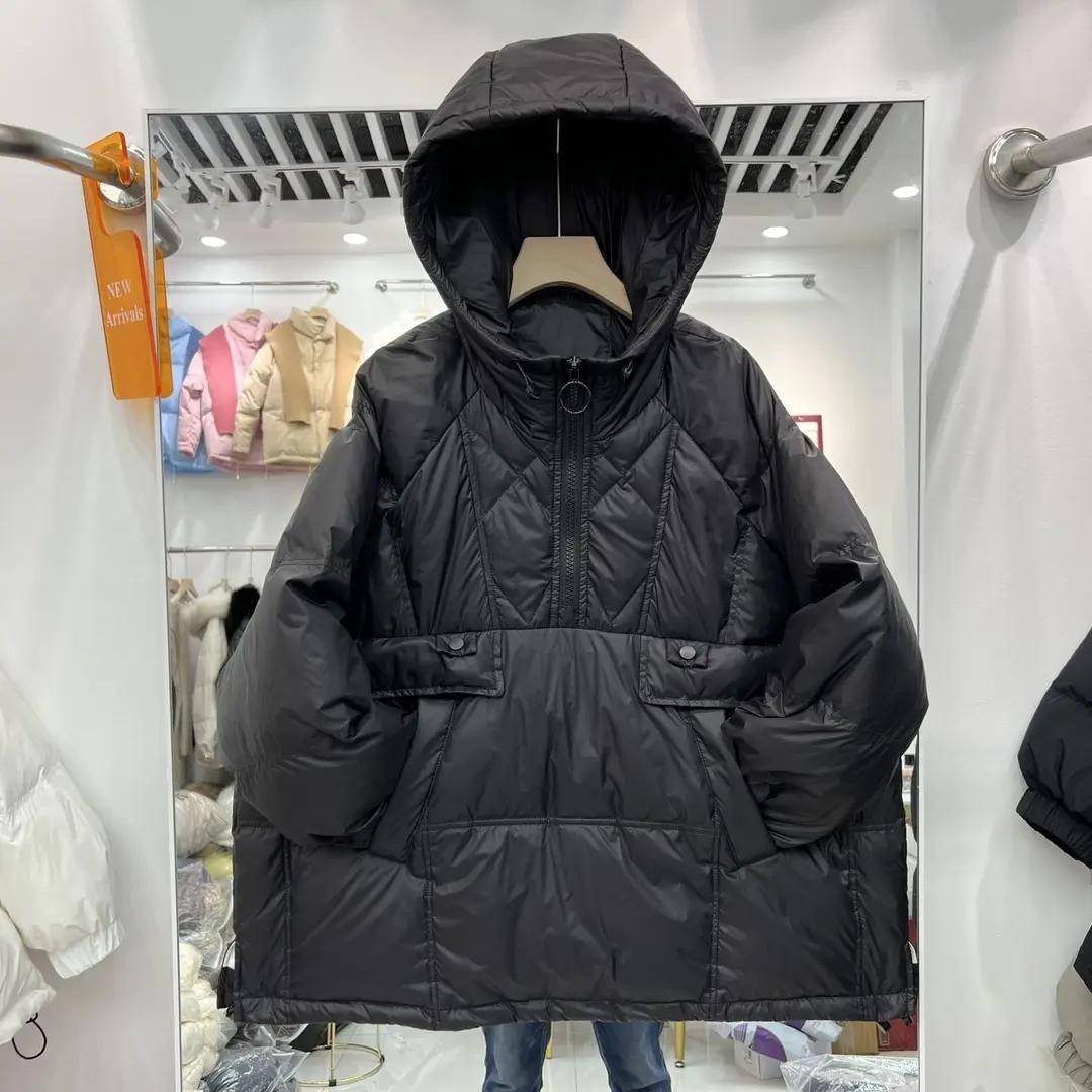 新款2023羽绒服羽绒服冬季新款韩版连帽卫衣套头宽松时尚小个子外