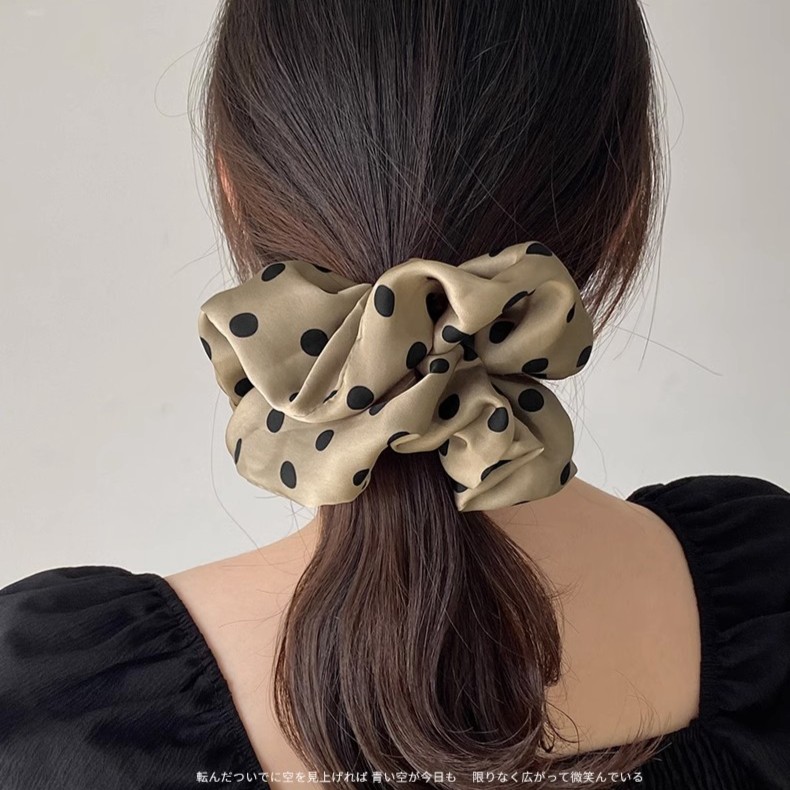 时尚缎面大肠发圈头饰女气质波点绑头发绳时尚丸子头扎头皮筋头绳