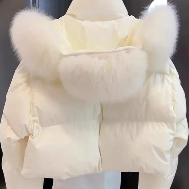 雅鹿白鸭绒羽绒服冬季韩系穿搭高级感超好看小个子小香风白色毛领