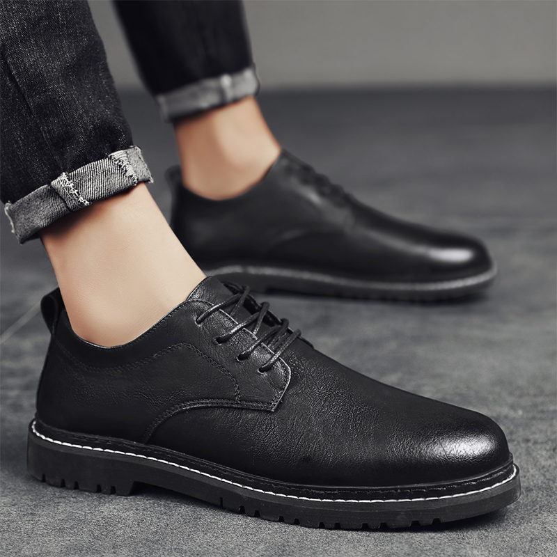 冬季休闲男鞋新款黑色商务正装皮鞋英伦风新郎结婚休闲鞋子男