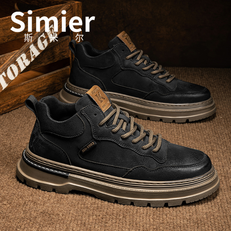 simier/斯米尔鞋子男士2024款春季英伦复古防滑耐磨工装马丁靴子