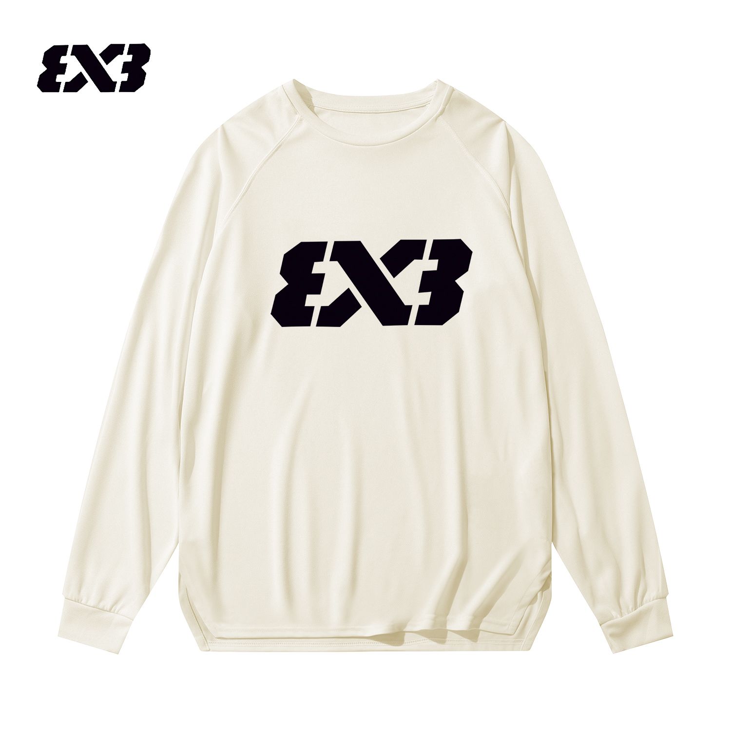 3X3训练T恤男打底长袖健身速干高弹宽松纯色运动服篮球服T恤开叉