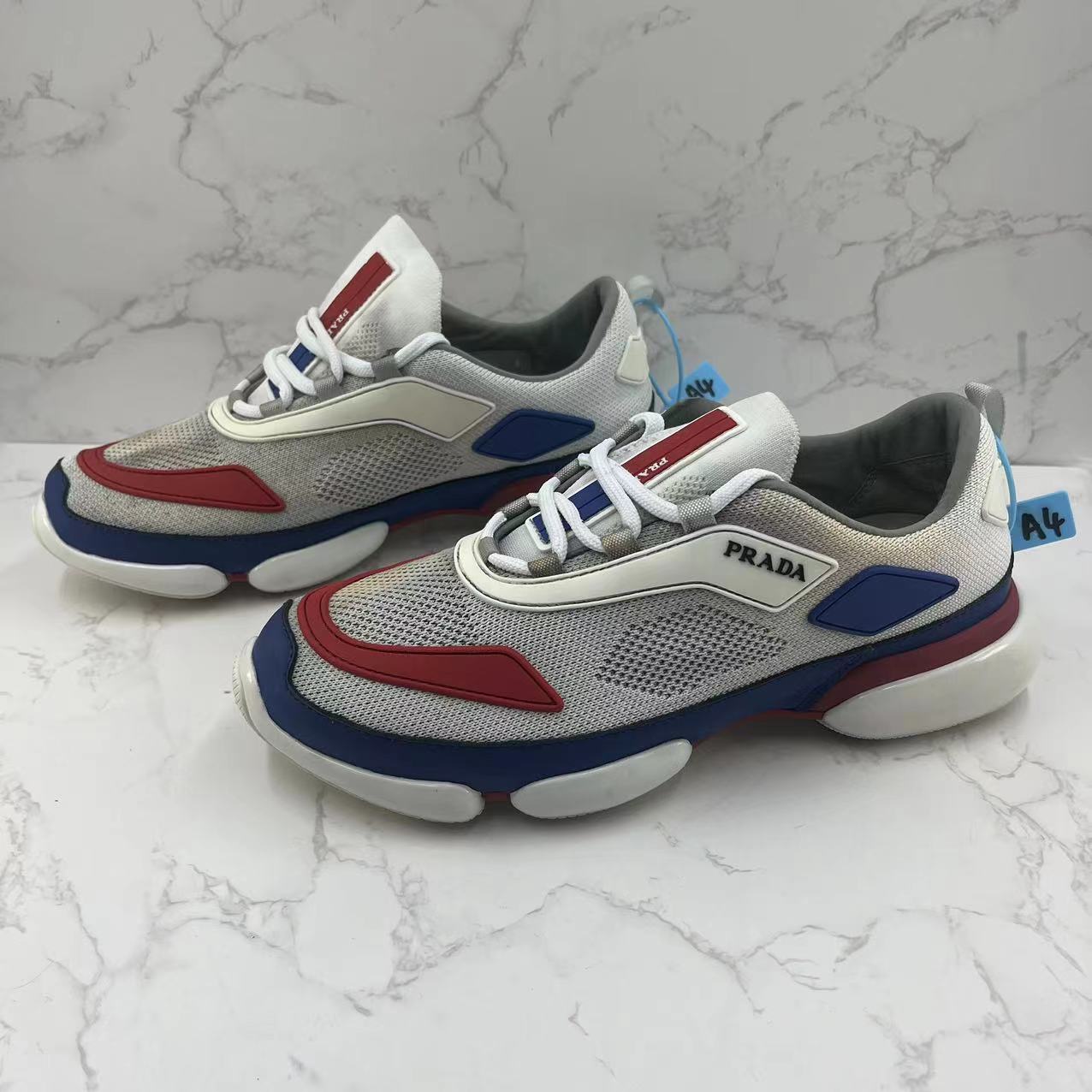 95新 Prada/普拉达 二手男士白色休闲时尚网面透气潮流运动鞋40码