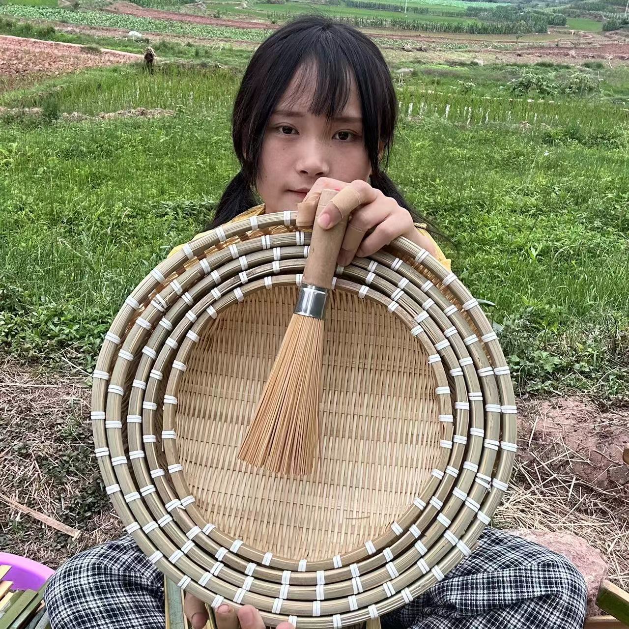 猪儿专享 竹编纯手工田园风竹编簸箕竹制品家用编篮织筐储物客厅