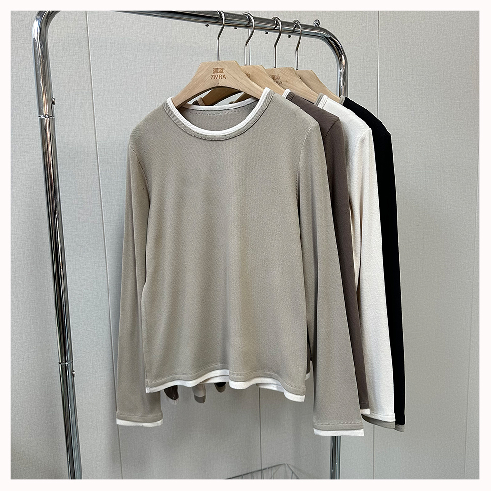 ML11227  秋冬新款加厚圆领长袖T恤女士打底衫