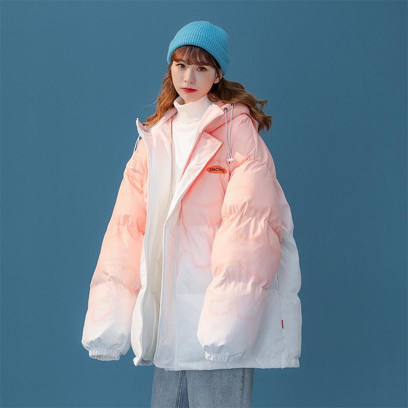 渐变棉服女oversize冬季2023年新款棉衣外套ins潮设计感港风棉袄y