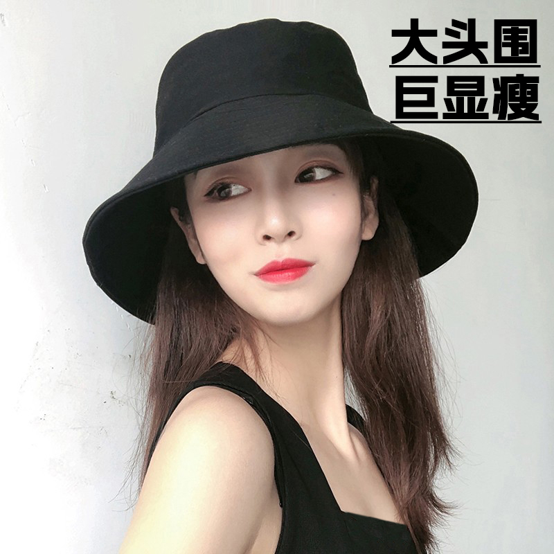 大头围防晒防紫外线渔夫帽大码可调节太阳帽百搭遮阳显瘦骑车帽女