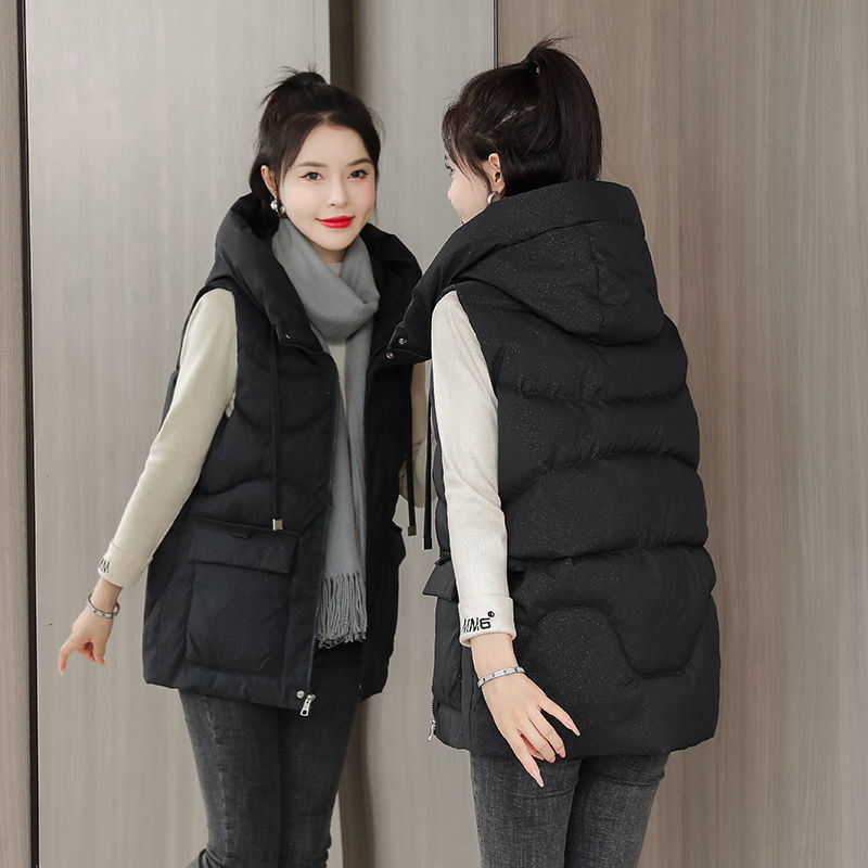 马甲女2023新款秋冬季韩版宽松连帽棉坎肩百搭女士时尚外套女潮