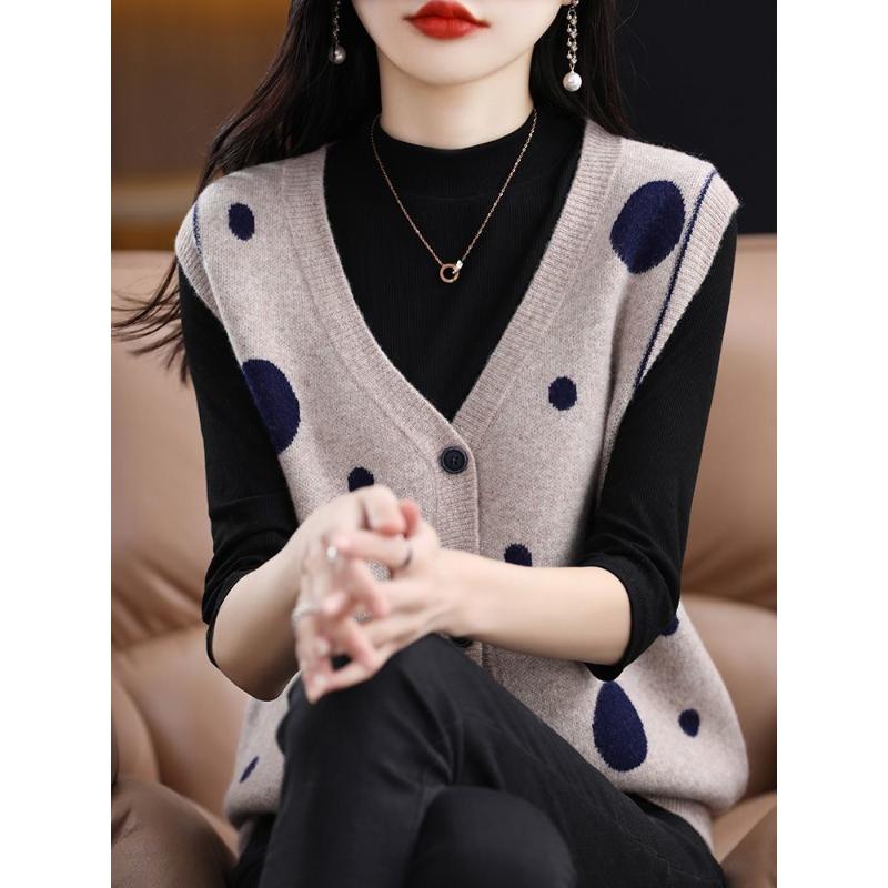 2023春秋新款针织衫马夹开衫女内搭时尚毛衣背心上衣打底外穿潮