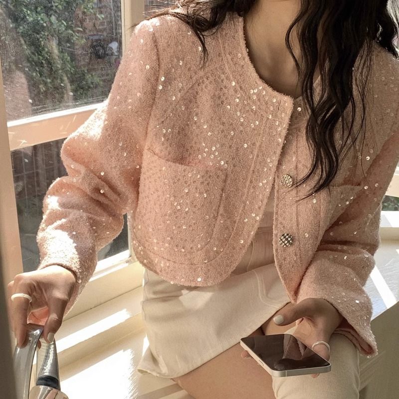 粉色设计感短款外套上衣高级感早春新款初春小香风外套女春秋款