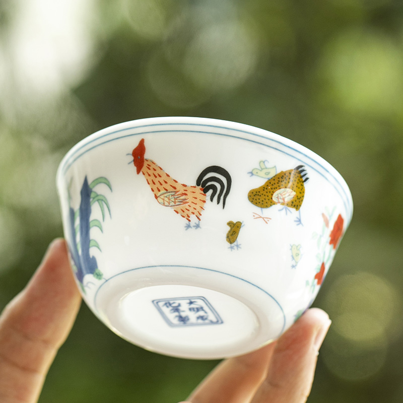 斗彩鸡缸杯功夫茶具茶杯套装家用陶瓷茶壶盖碗过滤 高档礼品礼盒