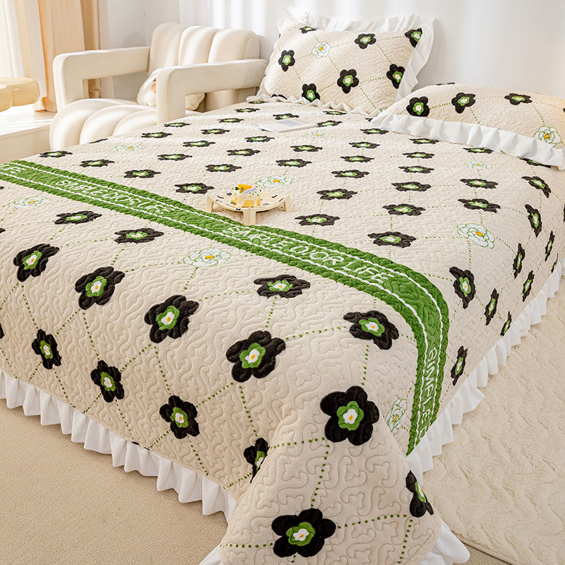 新款冬季牛奶绒床盖三件套加厚保暖绒夹棉床单四季通用床铺盖防滑