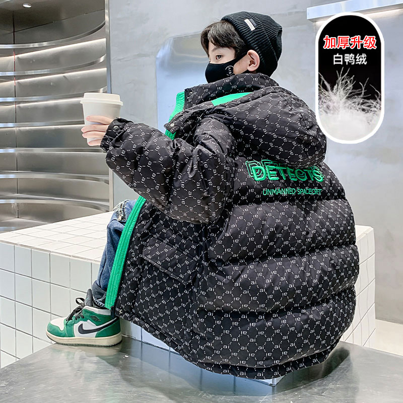 男童羽绒服冬季2023新款儿童外套秋冬款大童冬装中长款男孩加厚潮