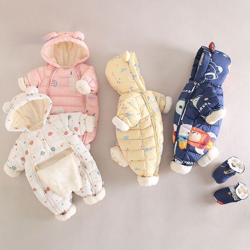 婴尚婴幼儿衣服新生儿连体衣秋冬款加绒外出抱衣宝宝加厚冬装套装